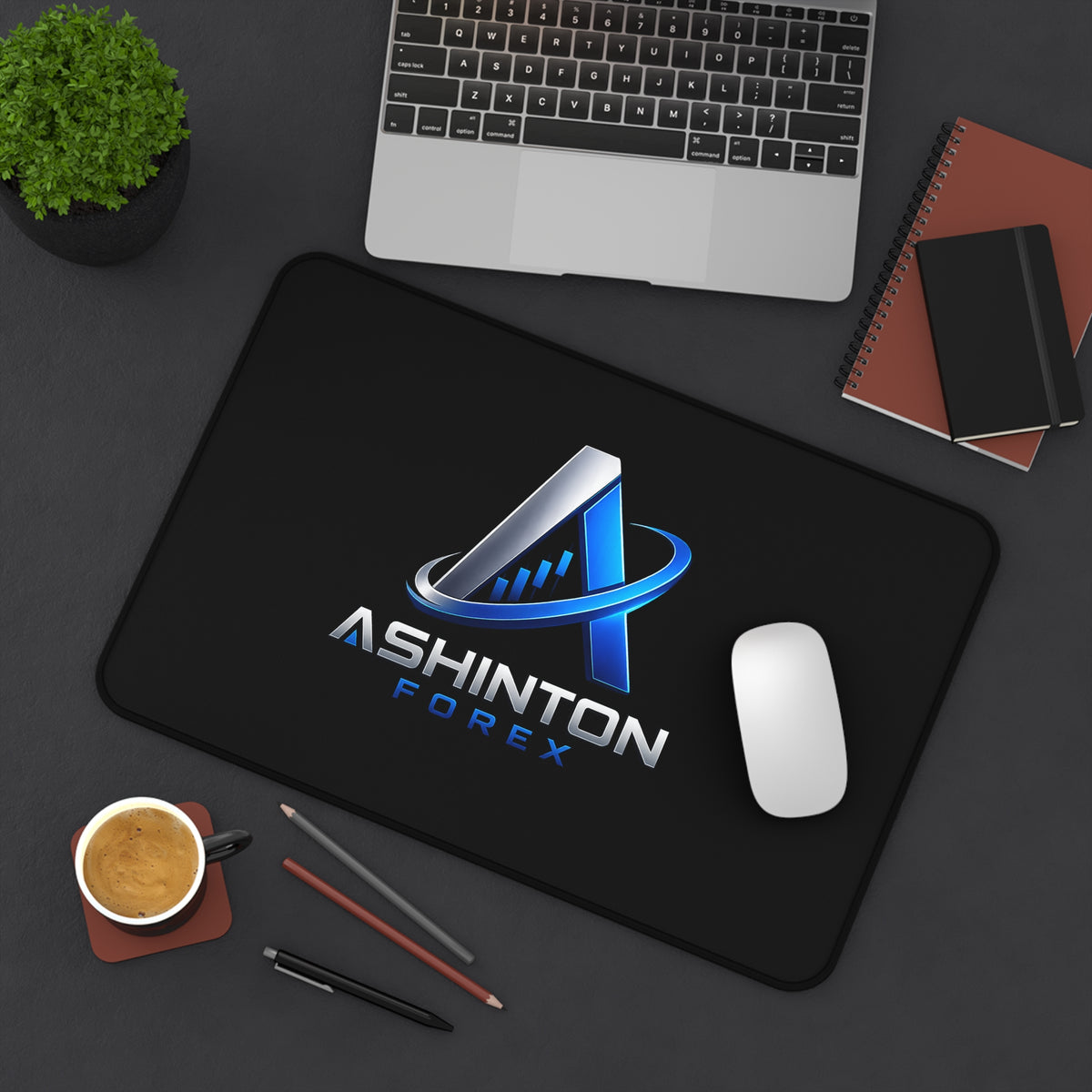 Ashinton Forex Desk Mat — Large Black Office Mouse Pad