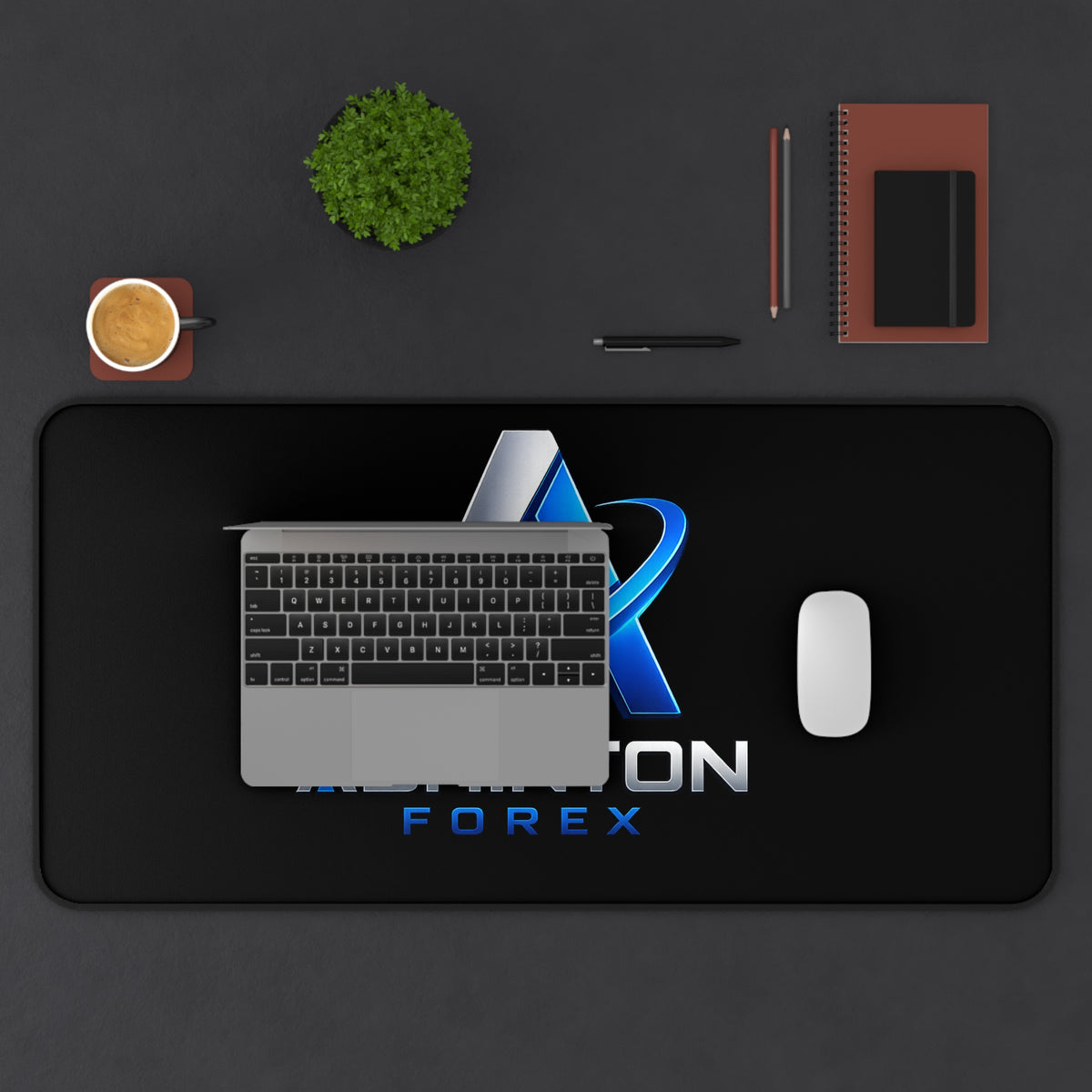 Ashinton Forex Desk Mat — Large Black Office Mouse Pad
