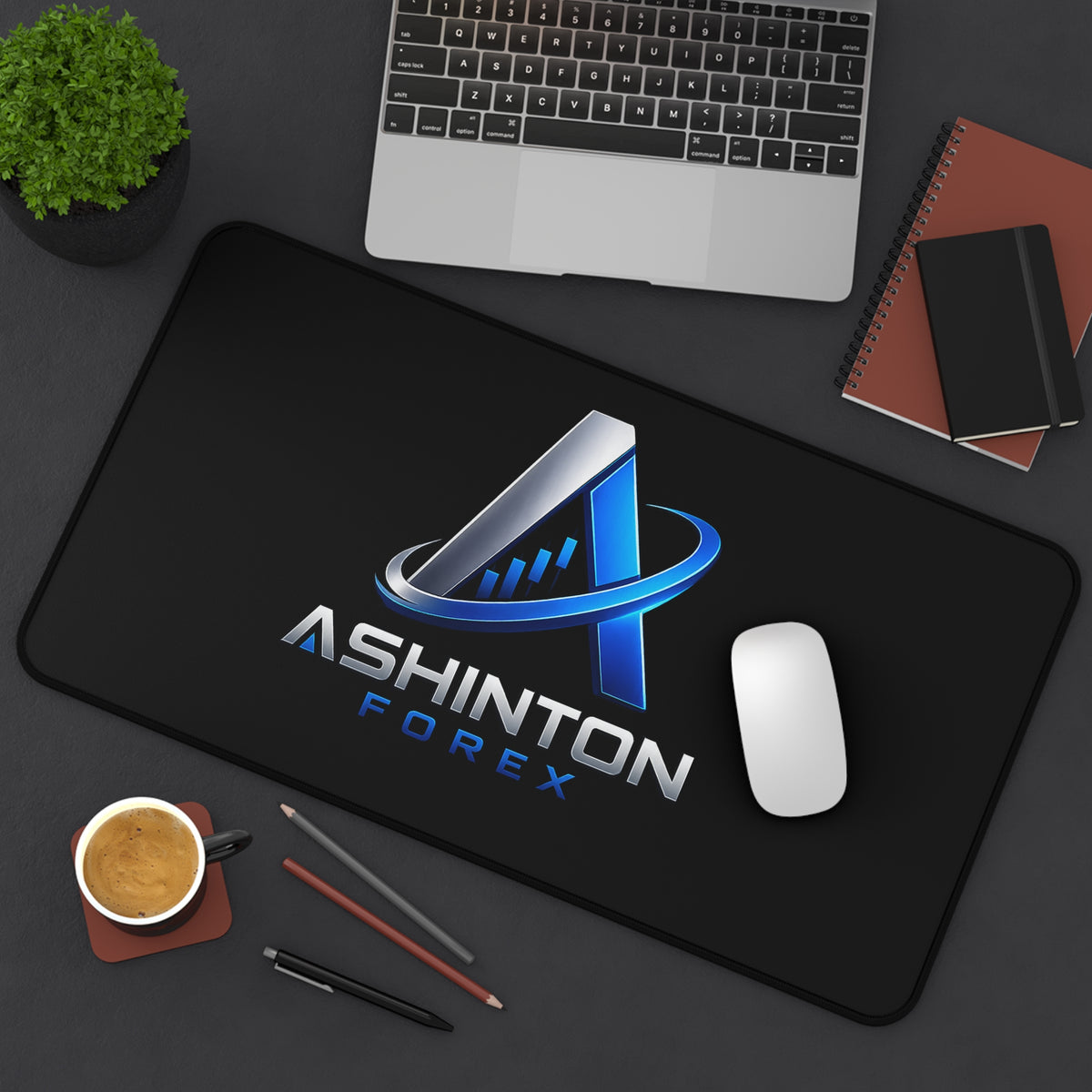 Ashinton Forex Desk Mat — Large Black Office Mouse Pad